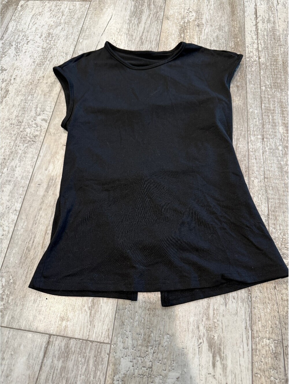 Womens M Black Split Hem Tunic Top Minimalist Stretch